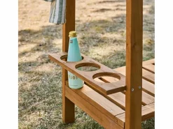 Sweeek Carrito de cocina exterior de madera con ruedas madera Marru00f3n New