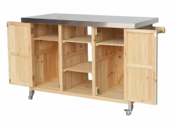 Carrito de cocina exterior de madera de abeto 130cm con asas, 7^Sweeek New