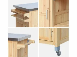 Carrito de cocina exterior de madera de abeto 130cm con asas, 7^Sweeek New