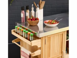 Carrito de cocina exterior de madera de abeto 130cm con asas, 7^Sweeek New