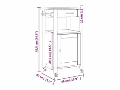 vidaxl Carrito de cocina MONZA madera maciza de pino 48x40x88,5 cm Gris Online
