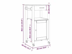vidaxl Mueble Camarera|Carrito de cocina MONZA madera maciza de pino 48x40x88,5 cm