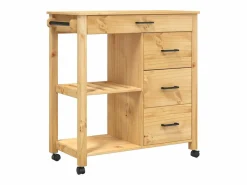 vidaxl Mueble Camarera|Carrito de cocina MONZA madera maciza de pino 84x40x88,5 cm