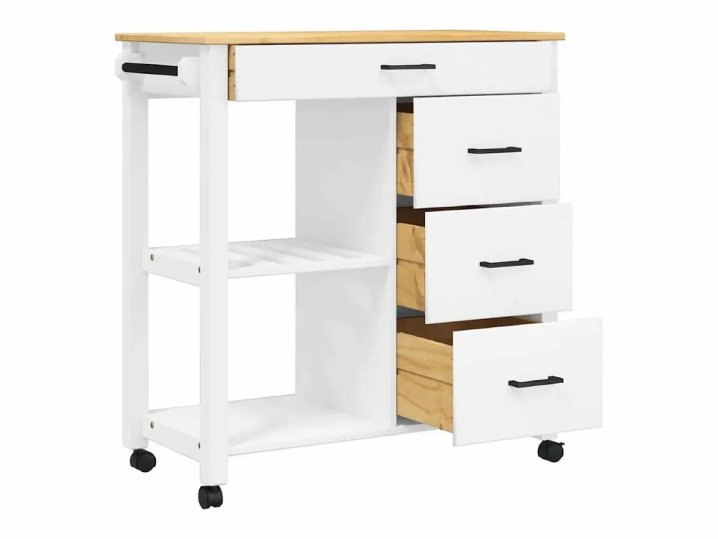 vidaxl Mueble Camarera|Carrito de cocina MONZA madera maciza de pino 84x40x88,5 cm