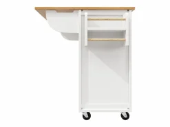 OKWISH Isla Cocina|Carrito de cocina móvil con encimera plegable, espacio de almacenamiento y botellero -