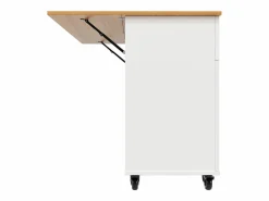 Carrito de cocina móvil con tapa extensible chapada en imitación madera, 3 cajones y 3 puertas incluidas, - 133x70x88cm^Hauss Spole