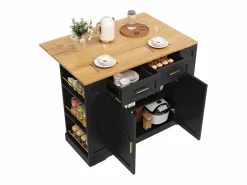 Carrito de cocina móvil con 2 puertas y 2 cajones, isla con veta de madera, - para cocinas y salones^OKWISH Best