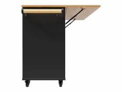 Hauss Spole Carrito de cocina móvil con tablero extensible chapado en imitación madera, 3 cajones y 3 puertas incluidas, - 133x70x88cm Negro New