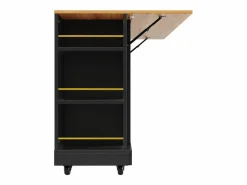 Hauss Spole Mueble Camarera|Carrito de cocina móvil con tablero extensible chapado en imitación madera, 2 cajones, 2 puertas y estantes incluidos, - 120x65x90cm