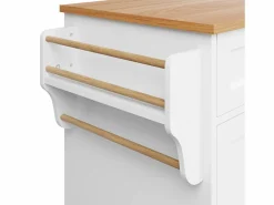Mueble Camarera|Carrito de cocina móvil de madera con 1 puerta y 5 cajones, aparador con almacenaje 134x46x92 cm -