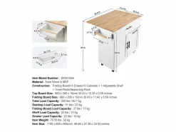 Carrito de Cocina SucceBuy de 89,9 cm, Armario con Ruedas, Cajón y Soporte, Color^ New