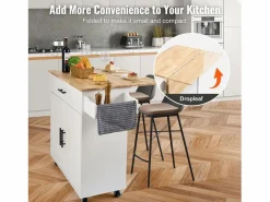Carrito de Cocina SucceBuy de 89,9 cm, Armario con Ruedas, Cajón y Soporte, Color^ New