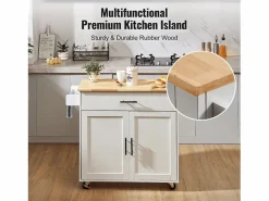 Carrito de Cocina SucceBuy de 89,9 cm, Armario con Ruedas, Cajón y Soporte, Color^ New