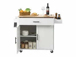 Carrito de Cocina SucceBuy de 89,9 cm, Armario con Ruedas, Cajón y Soporte, Color^ New
