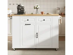 Mueble Bar|Carrito de cocina 100x40x91,5 con mesa de comedor extensible, papeleras y toallero en color para cocina y comedor