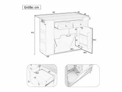 Mueble Bar|Carrito de cocina 100x40x91,5 con mesa de comedor extensible, papeleras y toallero en color para cocina y comedor