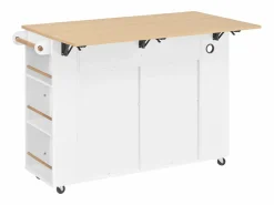 Mueble Bar|Carrito de cocina 100x40x91,5 con mesa de comedor extensible, papeleras y toallero en color para cocina y comedor