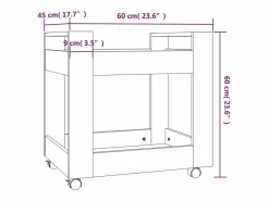 vidaxl Cajonera De Escritorio|Carrito de escritorio contrachapada hormigón 60x45x60 cm