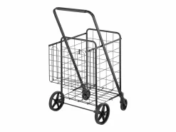 Carrito de Lavandería con Ruedas SucceBuy, Capacidad de 50 Kg, 4 Ruedas, Carrito de Supermercado de Más de 85 L con 2 Cestas^ Online