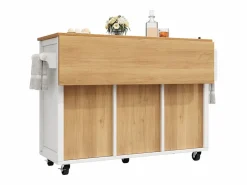 Carrito de servicio - Carrito de servicio con 4 cajones y 2 puertas - Bandeja retráctil y especiero - para comedores y cocinas Blanco Outlet