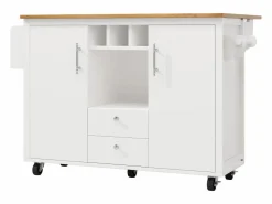 Carrito de servicio - Carrito de servicio con 2 cajones y 2 puertas - especiero y botellero - para comedor^ Clearance