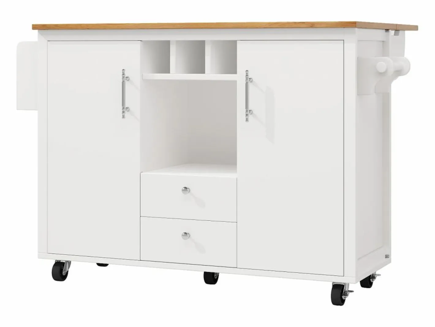 Carrito de servicio - Carrito de servicio con 2 cajones y 2 puertas - especiero y botellero - para comedor^ Clearance