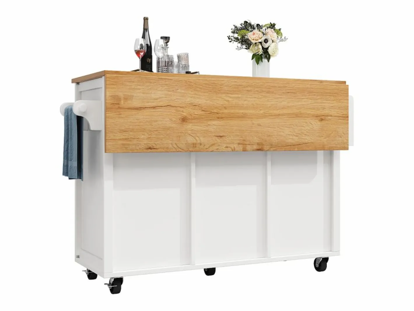 Carrito de servicio - Carrito de servicio con 2 cajones y 2 puertas - especiero y botellero - para comedor^ Clearance