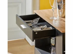 Carrito de Servicio Camarera Multiusos Mueble con Estante Lateral Puertas Cajones Porta Paños de Cocina 82 x 46 x 88 cm FKW113-SCH ES^Sobuy Outlet