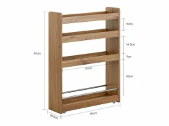 Sobuy Carrito Multiuso con 4 Ruedas y 4 Bandejas Carrito Estrecho para Cocina y Baño Marrón 60 x 18,5 x 81 cm NSR01-PF ES Marru00f3n New