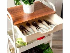 Carrito multiusos Garbo Quid 3 niveles con ruedas /natural 75x46,5x30,5 cm^ Clearance