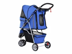 Carrito plegable para perros y gatos, diseño práctico, tela oxford, , con freno y mosquitera (75x45x97cm) Azul Sale