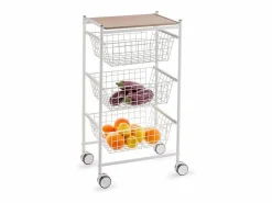 Don Hierro Mueble Camarera|Carrito verdulero con 3 cestas extraíbles grandes- -Haya - 81*43,7*32,5 cm - AXO