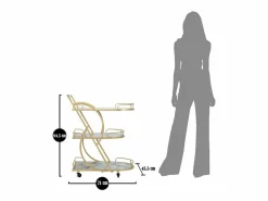 Mueble Camarera|Carrito VKH2, Oro, 71x45,5x84,5 cm, Kendra Home