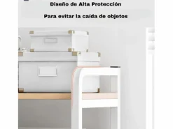 Carro de Almacenamiento con 5 Estantes y Soporte de Impresora de Gran Resistencia para Oficina Cocina Dormitorio 60x40x140 cm y Madera Blanco Clearance