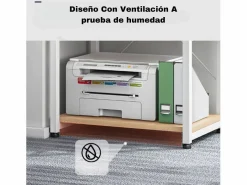 Carro de Almacenamiento con 5 Estantes y Soporte de Impresora de Gran Resistencia para Oficina Cocina Dormitorio 60x40x140 cm y Madera Blanco Clearance