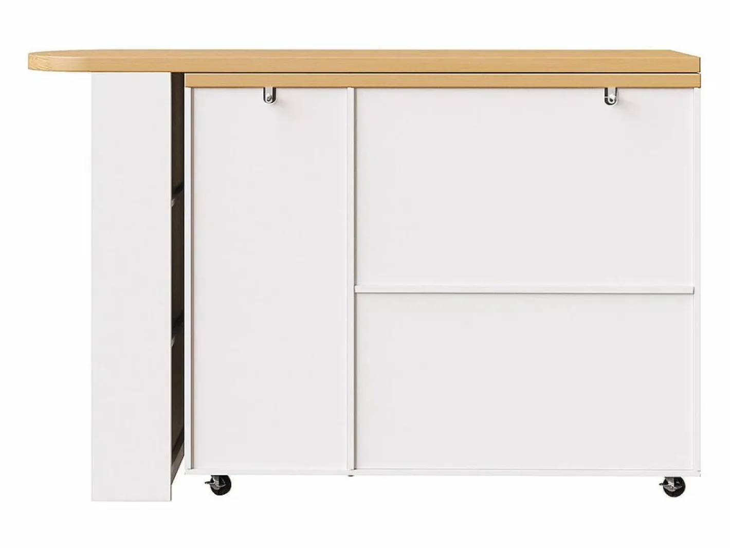 Carro de bar extensible con 2 puertas y 3 cajones, con ruedas, mostrador exterior de madera,^KOMHTOM Online