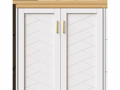 Carro de bar extensible con 2 puertas y 3 cajones, con ruedas, mostrador exterior de madera,^KOMHTOM Online