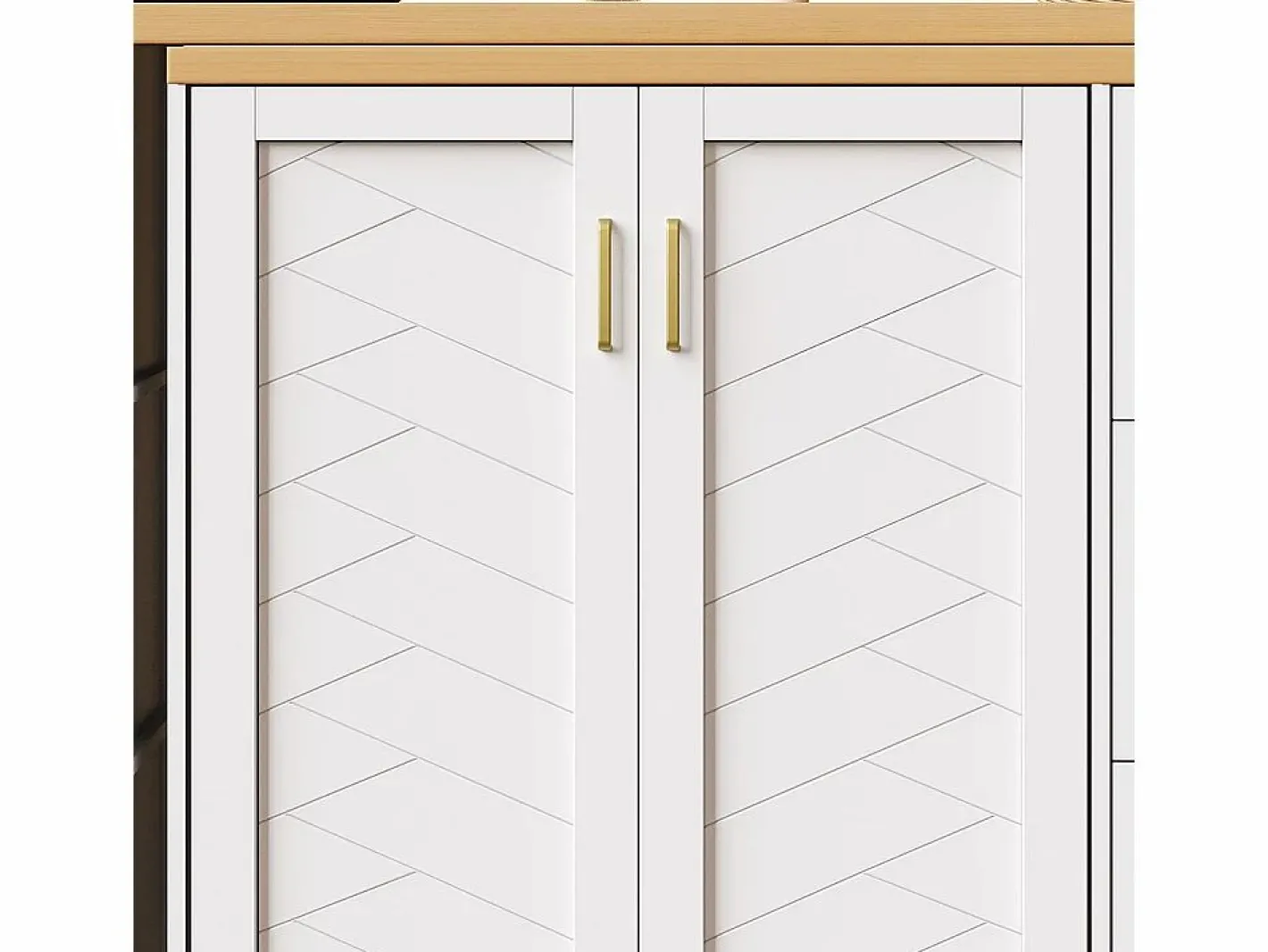 Carro de bar extensible con 2 puertas y 3 cajones, con ruedas, mostrador exterior de madera,^KOMHTOM Online