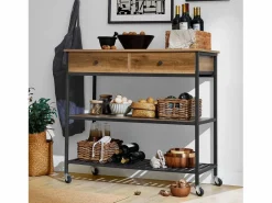 Sobuy Mueble Camarera|Carro de Cocina Carrito de Servir Multiusos con 2 Estantes y 2 Cajones 100 x 45 x 93 cm FKW112-PF ES