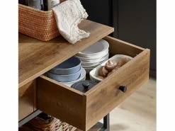 Sobuy Mueble Camarera|Carro de Cocina Carrito de Servir Multiusos con 2 Estantes y 2 Cajones 100 x 45 x 93 cm FKW112-PF ES