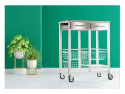 Don Hierro Carro de cocina, Carro Verdulero - color , Inox, Olmo - 91,5*71*43 cm - ONDA DOBLE Blanco Sale
