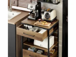 Sobuy Carro de Cocina con 1 cajón móvil Carrito de Servir Multiusos con 1 Estante y 2 Cajones 60 x 45 x 90 cm FKW118-PF ES Color natural oscuro Sale