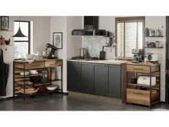 Sobuy Carro de Cocina con 1 cajón móvil Carrito de Servir Multiusos con 1 Estante y 2 Cajones 60 x 45 x 90 cm FKW118-PF ES Color natural oscuro Sale