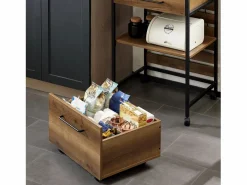 Sobuy Carro de Cocina con 1 cajón móvil Carrito de Servir Multiusos con 1 Estante y 2 Cajones 60 x 45 x 90 cm FKW118-PF ES Color natural oscuro Sale