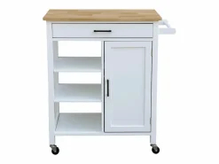 Sweeek Mueble Camarera|Carro de cocina con bandeja de madera de pino