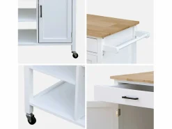 Sweeek Mueble Camarera|Carro de cocina con bandeja de madera de pino