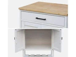 Carro de cocina con encimera de madera de pino^Sweeek Sale