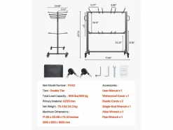 Carro de Servicio SucceBuy, Soporte de Silla Plegable para 84 Sillas/12 Mesas + 42 Sillas, Carga Máxima 363 kg, con Ruedas y Soportes en Caucho^ New