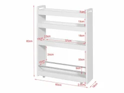 Carro Multiuso con Ruedas,Carrito,4 bandejas,L60 x P18 x H82 cm NSR01-W ES^Sobuy Sale