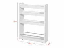 Carro Multiuso con Ruedas,Carrito,4 bandejas,L60 x P18 x H82 cm NSR01-W ES^Sobuy Sale